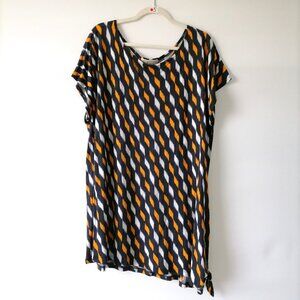 Michael Michael Kors Multicolor Round Neck Side Knot Geometric Blouse Top L/XL